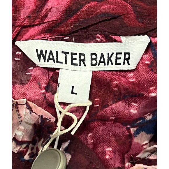 Walter Baker Large L Tina Top Wild Orchid Floral Long Sleeve Blouse Ruffle New - Picture 7 of 9